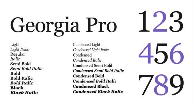 Download the full set of Georgia Pro fonts (20 fonts)
