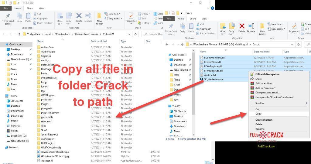 Copie todos los archivos en la carpeta Crack y pegue la ruta